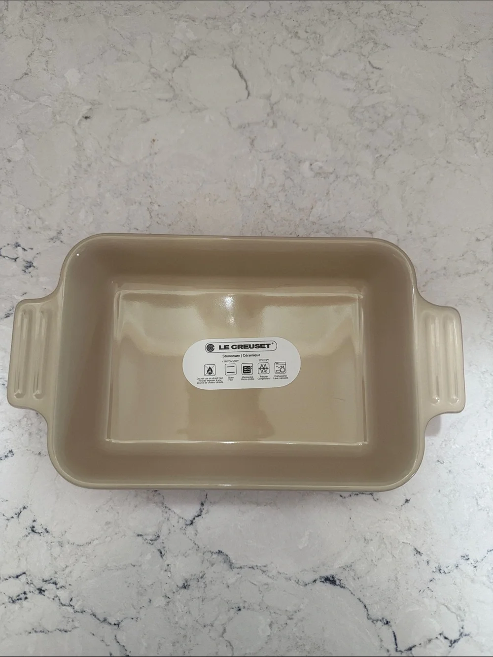 Le Creuset Chiffon Pink Rectangular Ceramic Baker with Cream Interior